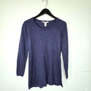 Marina Luna Angora Rabbit Hair Wool Blend Tunic Sweater in Navy Blue